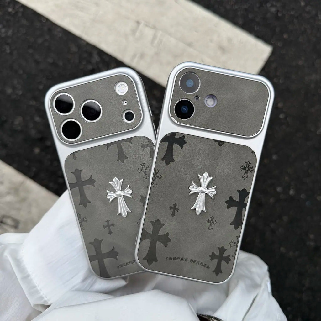 Premium Leather Cross-Pattern Phone Case Compatible with Iphone 17/16/15/14/13/Pro/Max ,3D Cross Vintage Phone Case | Shockproof Protective Cover Leather Material, and Drop Protection. Stylish and Suitable for Both Men and Women.Protective Case|Best Gift